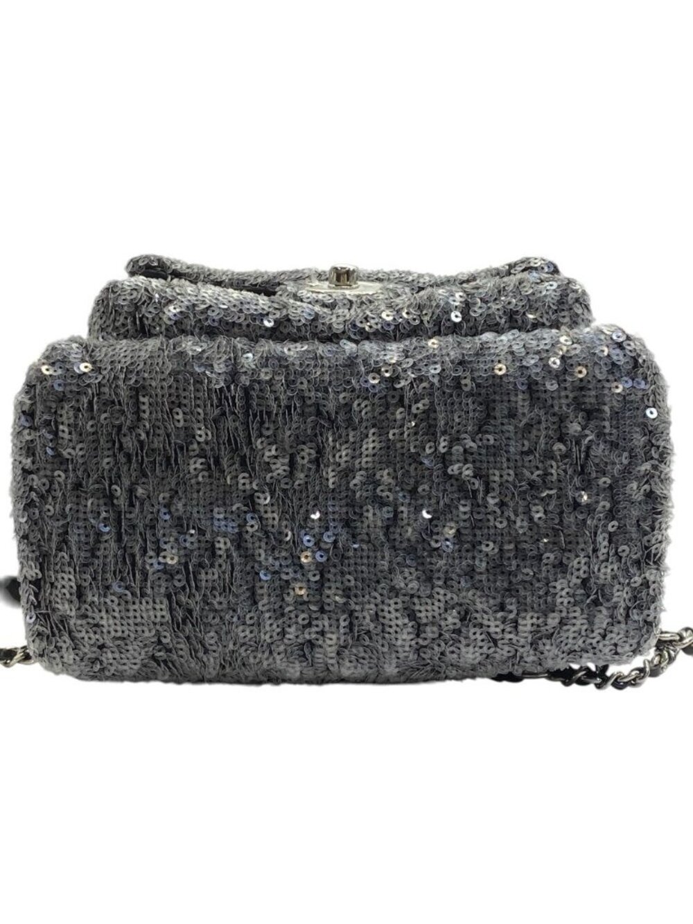 Chanel Sequin Waterfall Backpack CC Logo Gray Black Silver Lightweight Practical - Picture 5 of 10